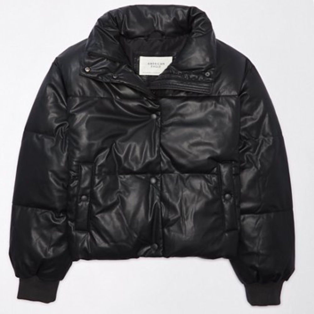 American Eagle Vegan Leather Chill puffer jacket size XL